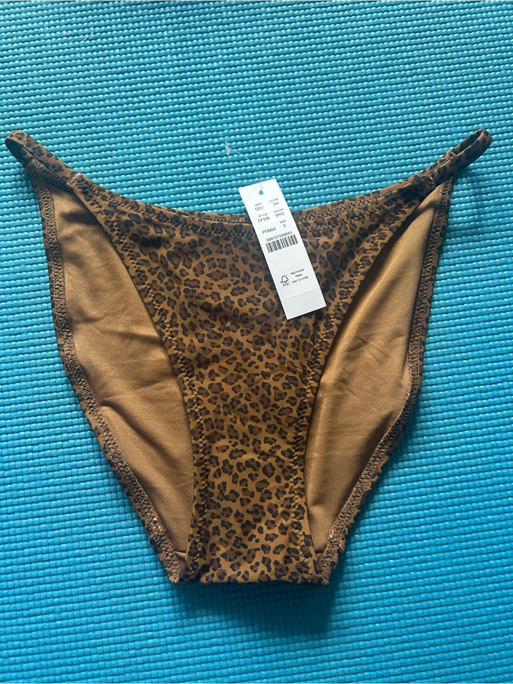 NWT J Crew Leopard Print Bikini Bottoms in Brown Sz S